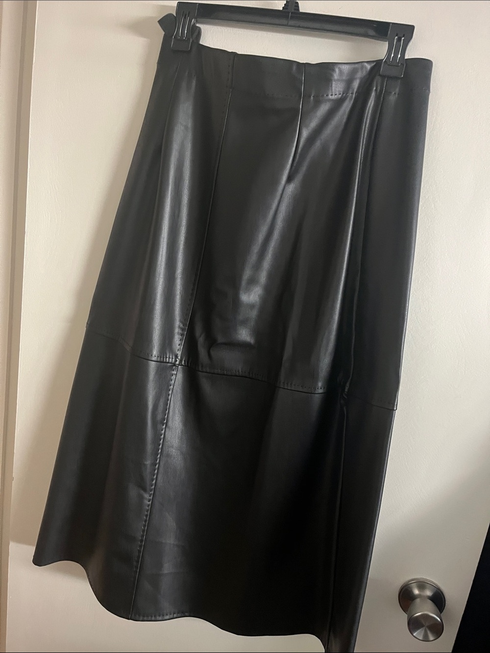 Max Studio Black Faux Leather Panel Maxi Skirt